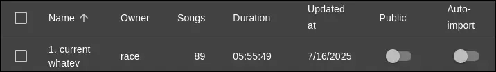 Navidrome's playlist settings showing the auto-import toggle