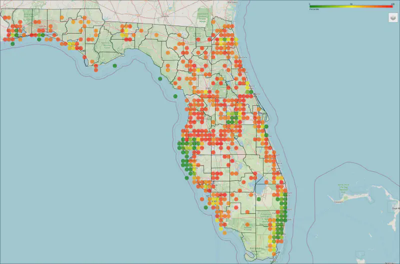 Risk of Fire in 30 years Heatmap