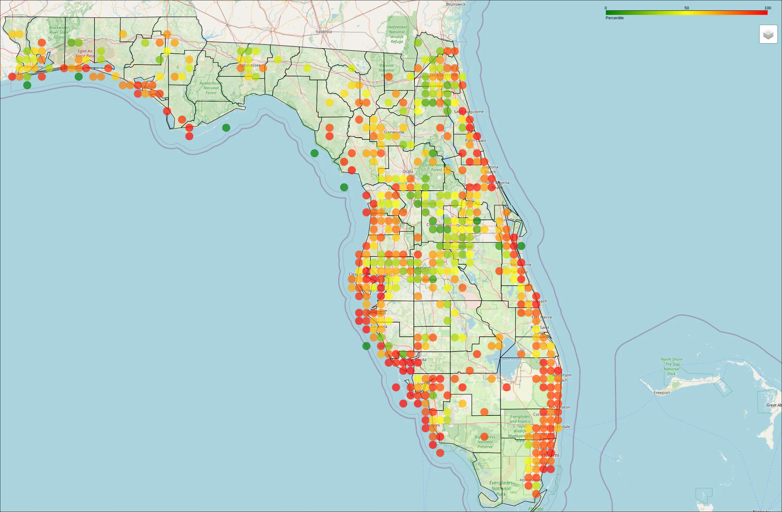 Risk of Flood in 30 years Heatmap