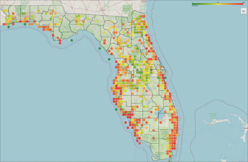 Risk of Flood in 30 years Heatmap